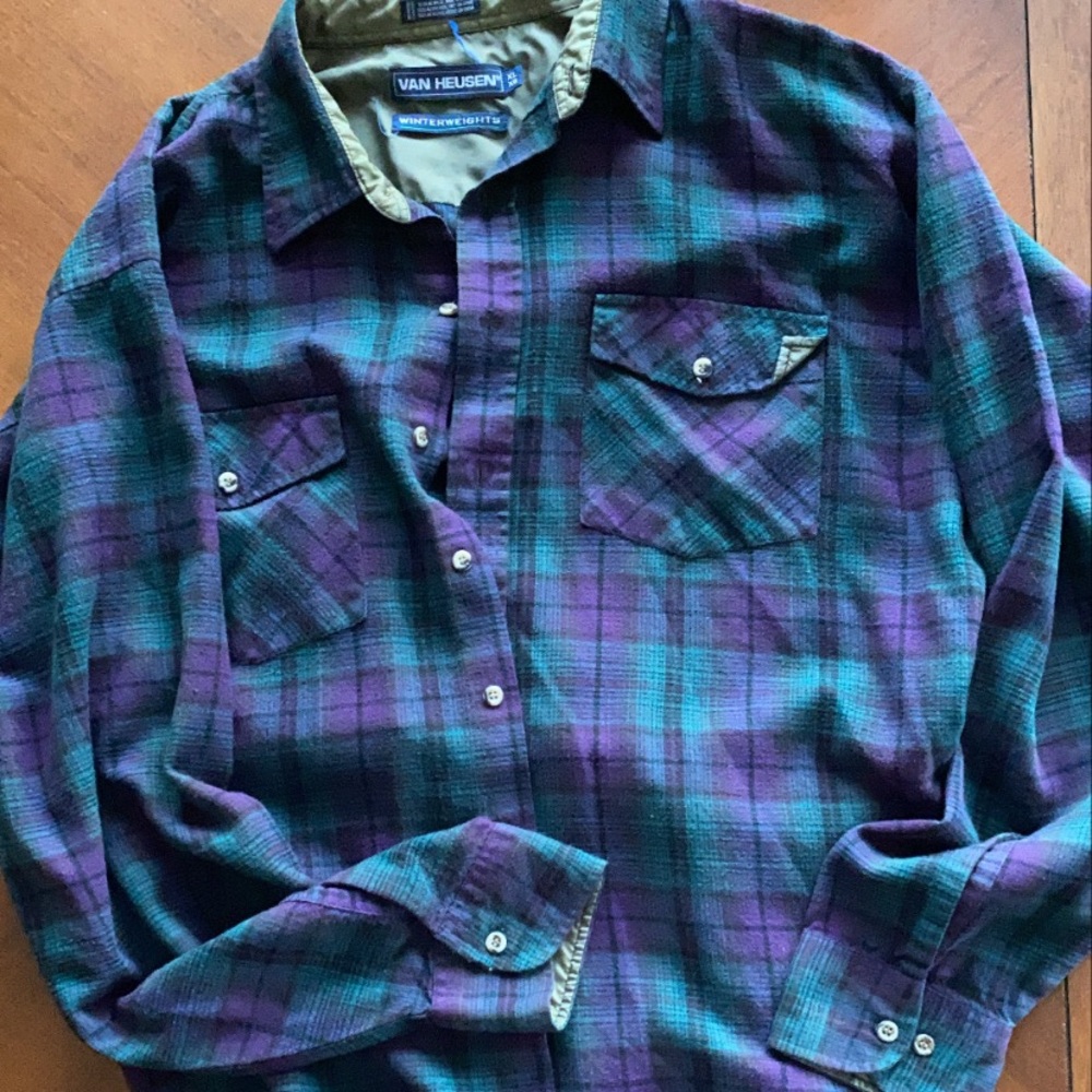 XL purple teal flannel